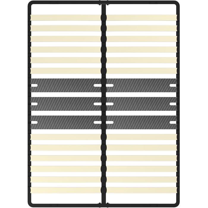Sommier tapissier 140x190 cm 2x15 lattes peuplier pied central réglable 0-20 cm structure noire robuste montage rapide