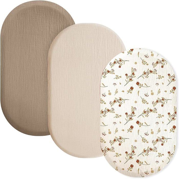 Lot de 3 Draps Housse Bébé 80x40 cm Coton Beige Drap Housse Berceau Lit Bébé Couffin Matelas Enfant Confortab DRAP HOUSSE MATELAS