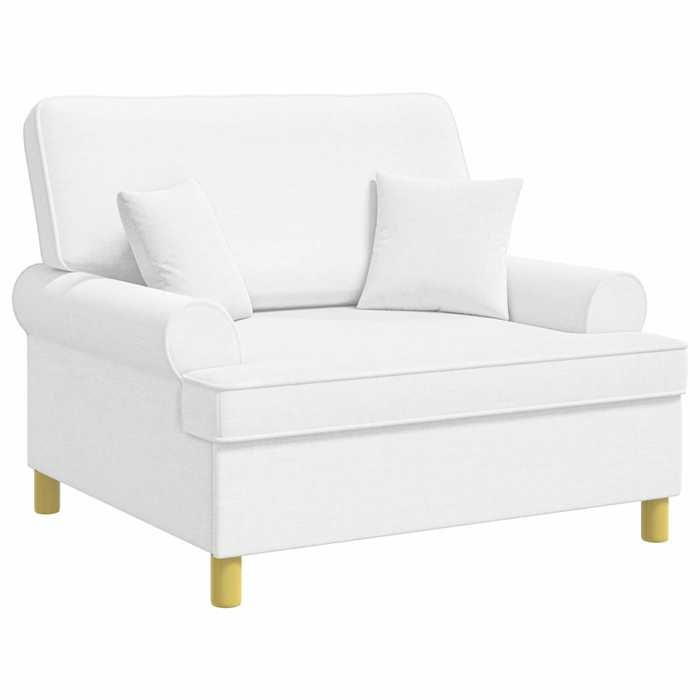 vidaXL Fauteuil XXL avec coussins Blanc Tissu 42043514