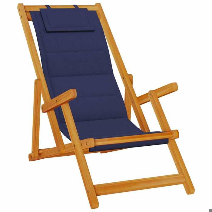 Mobilier de jardin - Bleu - Chaise pliante avec accoudoirs en bois dacacia bleu et textilène_24627