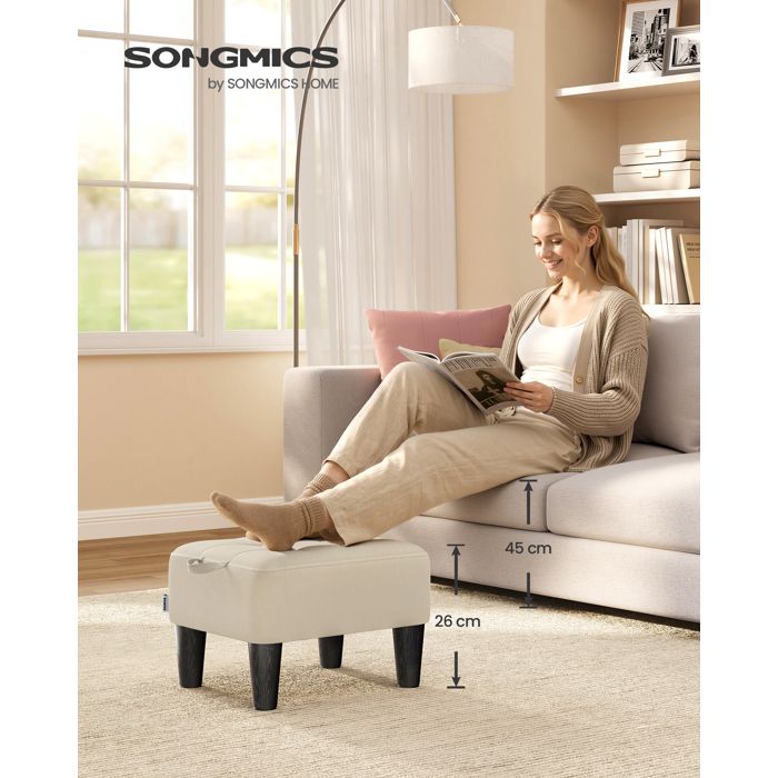 Repose-pieds Tabouret Pouf Capacité de Charge 150 kg Beige sable noir dencre
