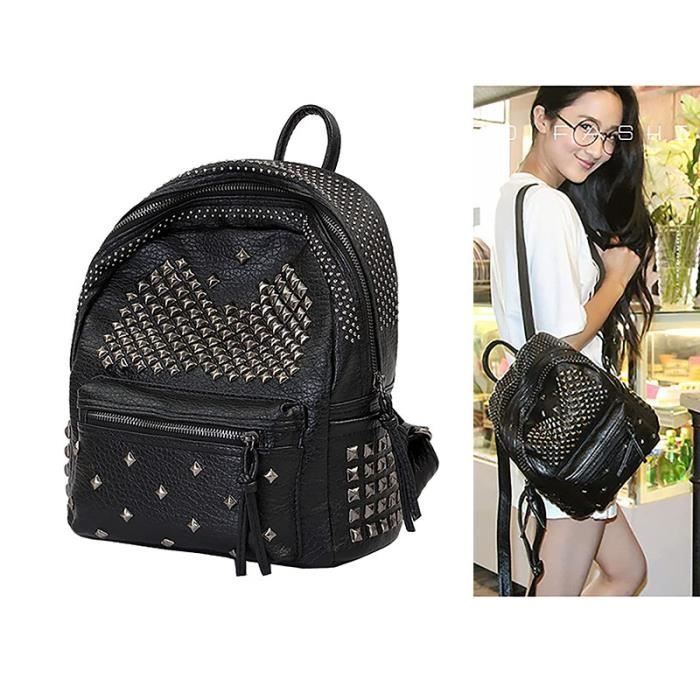 Noir--Sac à dos femme ordinateur portable en cuir mode femmes voyage école ordinateur  sac épaule multifonctionnel sacs - Cdiscount Bagagerie - Maroquinerie