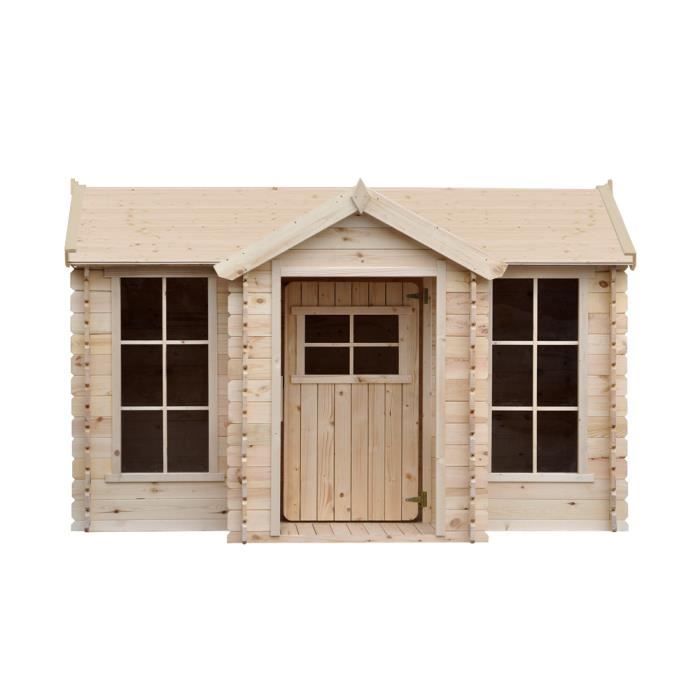 Photo de timbela-m520-maisonnette-en-bois-avec-terrasse-maison-enfant-exterieur-avec