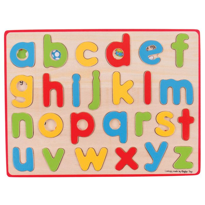 Puzzle - BIGJIGS TOYS - Alphabet Minuscule - 26 Pièces - Bois Multicolore - Pour Enfants 3 ans+