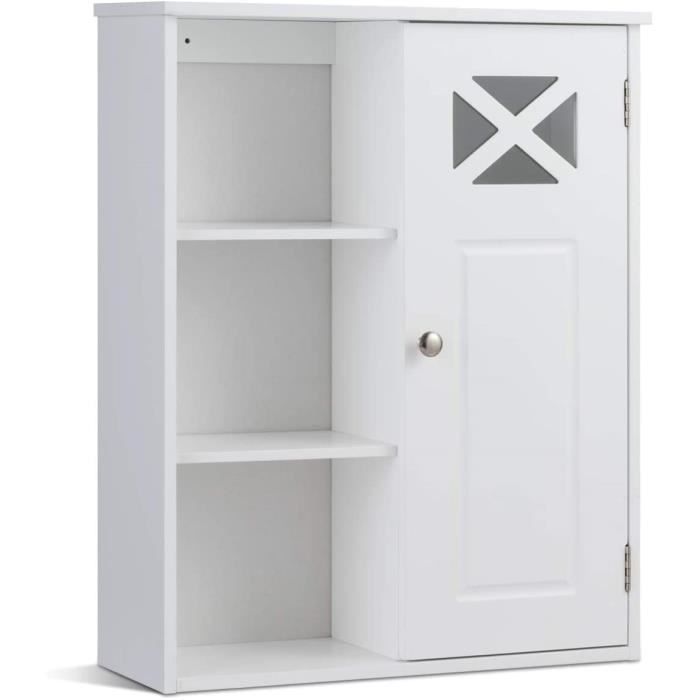Dreamade Armoire Murale De Toilettes En Bois Avec 4 Etageres Tablette Reglable 1 Porte Pour Salon Cuisine Chambre L Entree Blanche Achat Vente Colonne Armoire Sdb Armoire Murale De Toilettes Soldes Sur Cdiscount Des