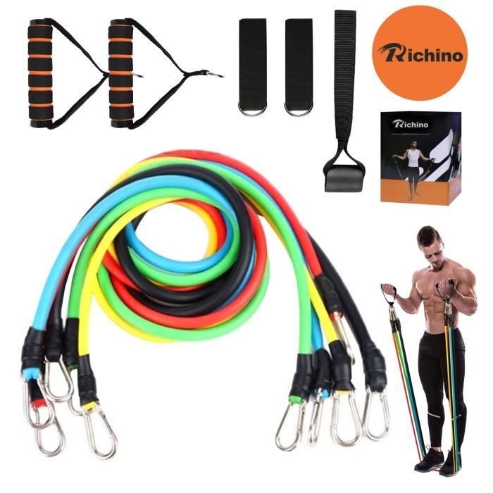 Set De 11 Bandes De Résistance Fitness - Yoga, Pilates, Musculation - Multicolore En Latex