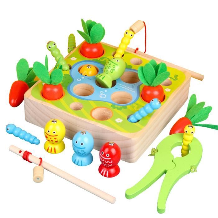 Jouet Bebe 1 2 3 Ans Jouets Enfant Montessori Forme Taille Tri Puzzle En Bois Carottes Recolte Jeu De Peche Jeux Educatifs Garcons Cdiscount Jeux Jouets