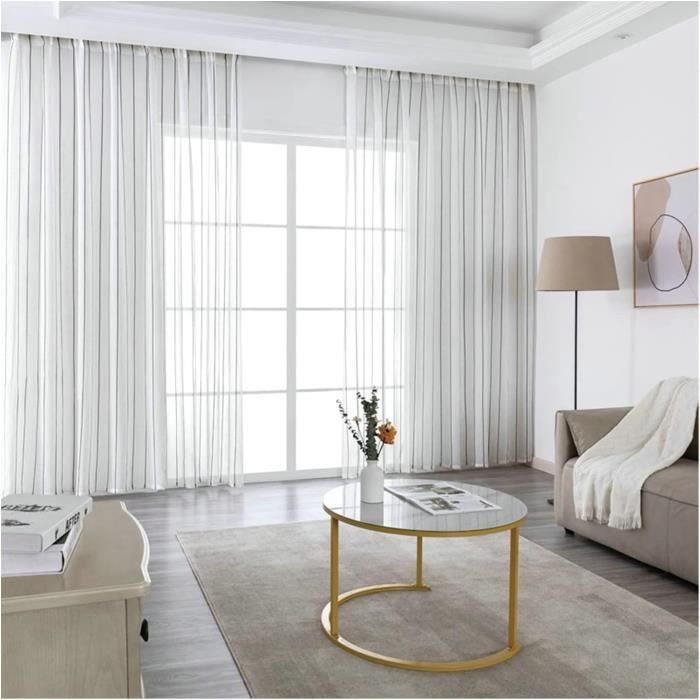 Rideau Lot De 2 Salon Moderne Voilage Rideau 2 X 86Wx214L Cm Rideau rideau-lot-de-2-salon-moderne-voilage-rideau-2-x-86wx214l-cm-rideau