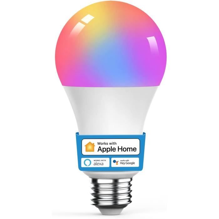 Ampoule Connectée E27, Compatible Avec Apple Homekit, Alexa Et Google Home,  Contrôle Vocal, Accès À Distance Ampoule Led Mult[J191]