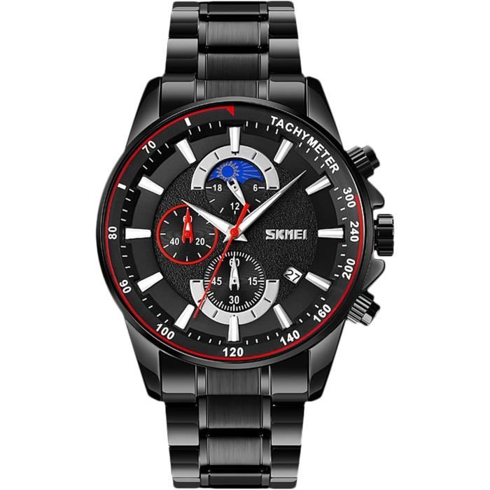 Montre Analogique Homme CIVO Montre Homme Chronographe Argent: Montre Bracelet Acier Inoxydable - Montre Analogique Quartz Etanche Date Montre Connectée