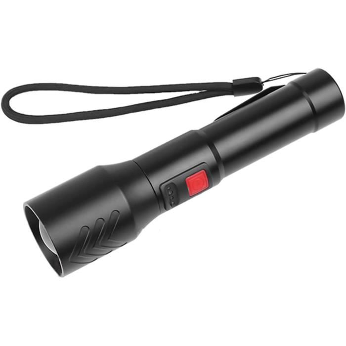 Lampe Torche LED USB Rechargeable - 5000 LM - Zoomable - IP50 - Mini Format 90 Mm - Idéale Camping, Randonnée