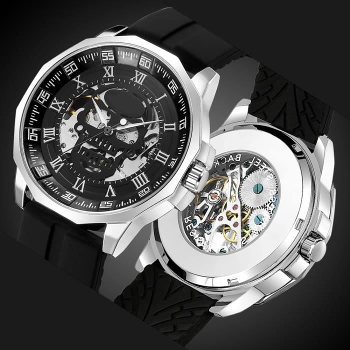 Montre Homme M canique Automatique Fond De Cadran T te De Mort