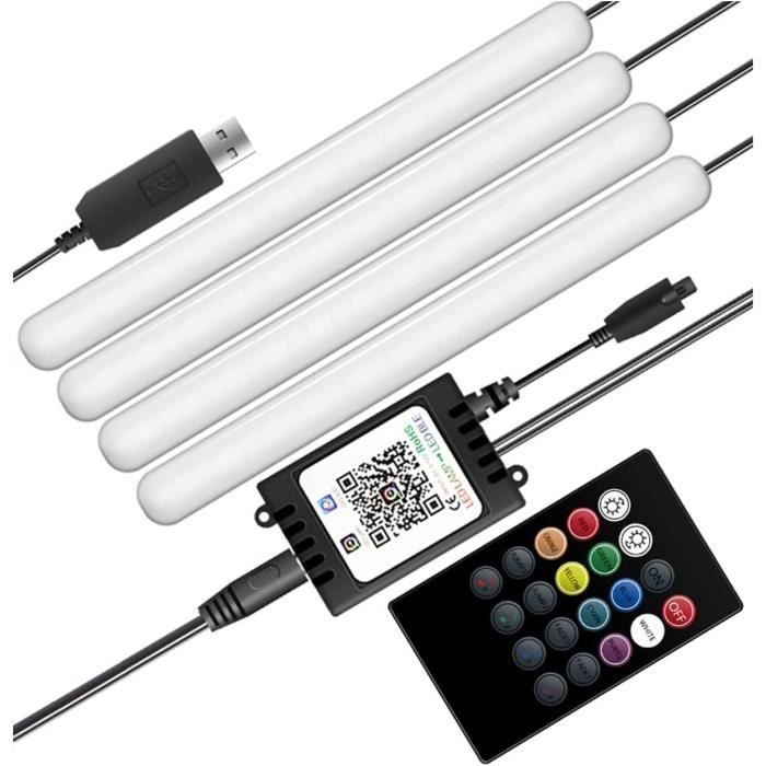 LED Voiture Interieur, 4 Pièces 7 Couleurs RGB éclairage Intérieur pour