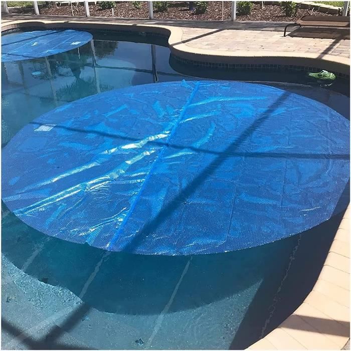 Couverture Solaire Ronde Summer Waves Pour Piscine Easy & Frame 244 Cm - Bulles, Maintient La Chaleur, Réduit L'évaporation