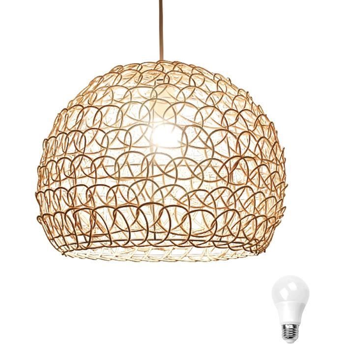 Abat-jour Rotin Suspension Oia ILUZZIA Naturel