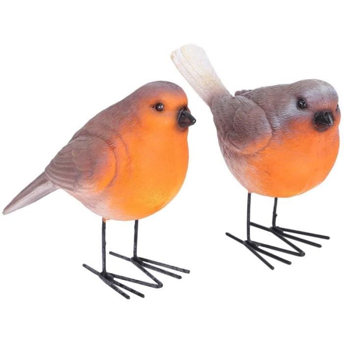 Déco Jardin 4 Oiseaux En Résine - 7x5cm, Résistants Aux Intempéries, Pour Balcon, Pelouse, étang - 4