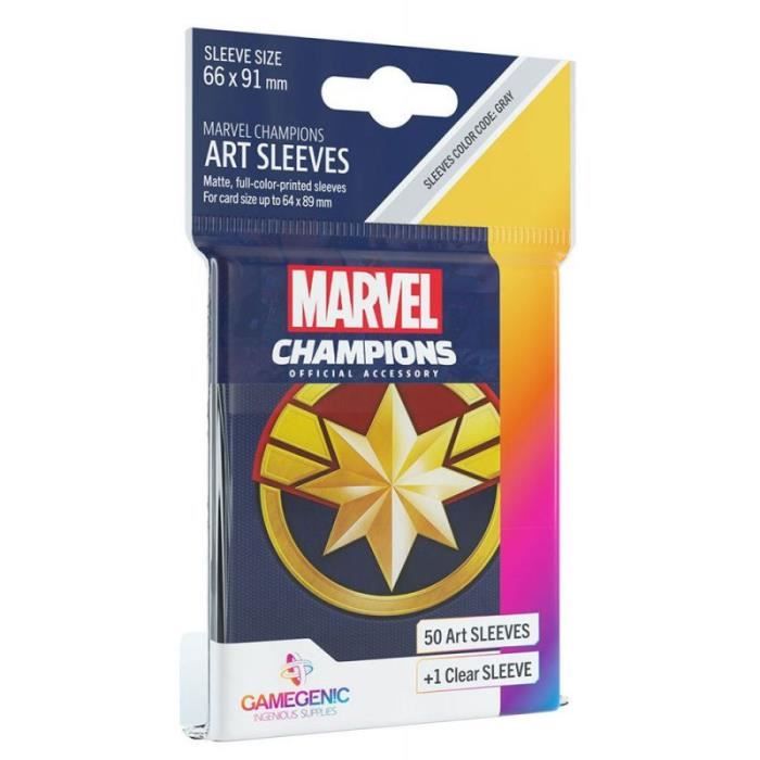 Jeu de société Marvel Champions Sachet de 50 protègecartes Captain Marvel 66 x 91 mm