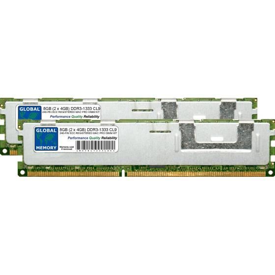 Achat Memoire PC 8Go (2 x 4Go) DDR3 1333MHz PC3-10600 240-PIN ECC REGISTERED DIMM (RDIMM) MÉMOIRE KIT POUR APPLE MAC PRO (MI-2010 -2012) pas cher
