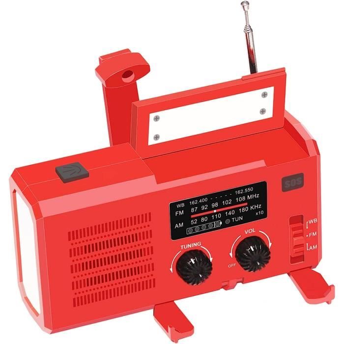 Radio À Manivelle Solaire Radios De Survie Am Fm Portables 4000 Mah