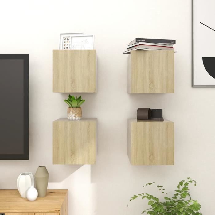 LIU Meubles TV muraux 4 pcs Chêne sonoma 30 5x30x30 cm Moderne®QSKPQK®