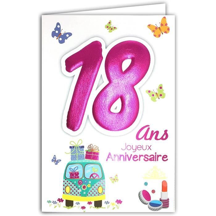 6919 Carte Joyeux Anniversaire 18 Ans Fille Jeune Femme Adulte Motif Majorite Majeure Permis B Conduire Voiture Cadeaux Maq 618 Cdiscount Bagagerie Maroquinerie