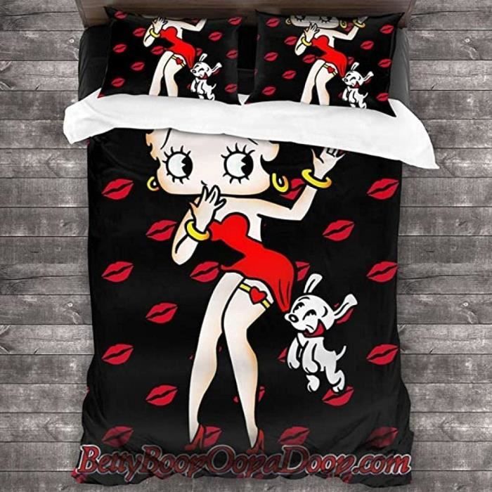 Housse de couette Betty Boop - Marque Betty Boop - Taille 140x200cm - Impression 3D - Microfibre 90 gr