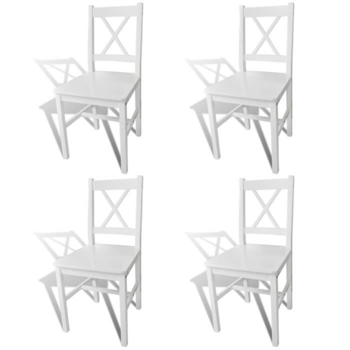 Lot de Chaises de salle à manger 4 pcs - Style contemporein Blanc Bois de pin