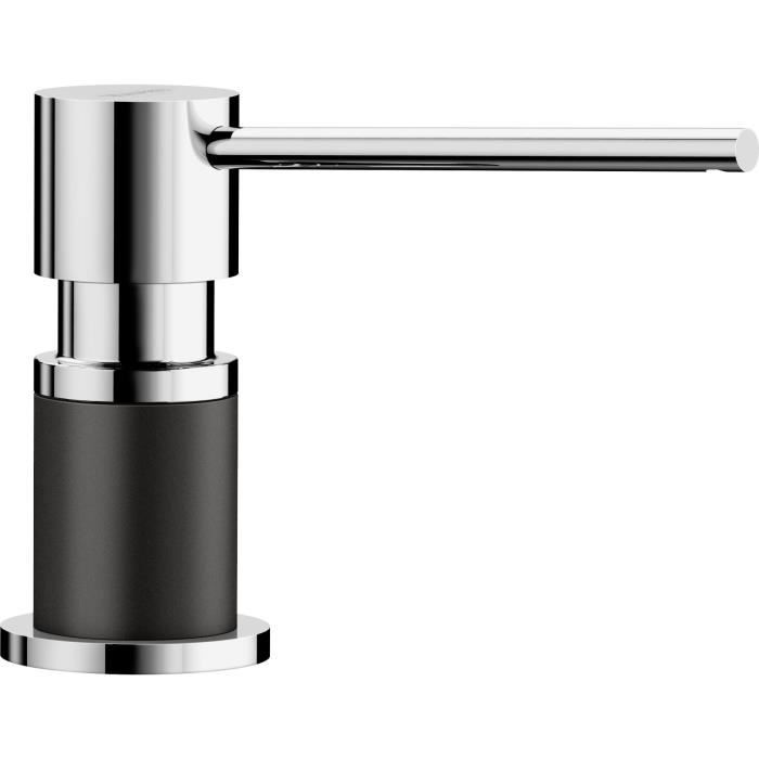 Distributeur de savon liquide vaisselle dévier à encastrer accessoire cuisine BLANCO LATO noir / chromé contenance 300ml