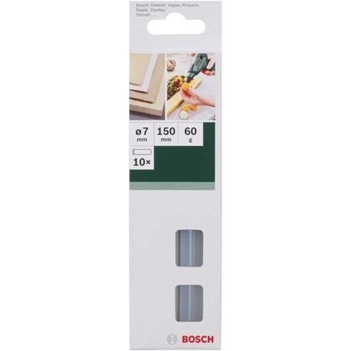 Lot de 10 bâtons de pistolet à colle transparents diamètre 7 mm longueur 150 mm Bosch - vue 2