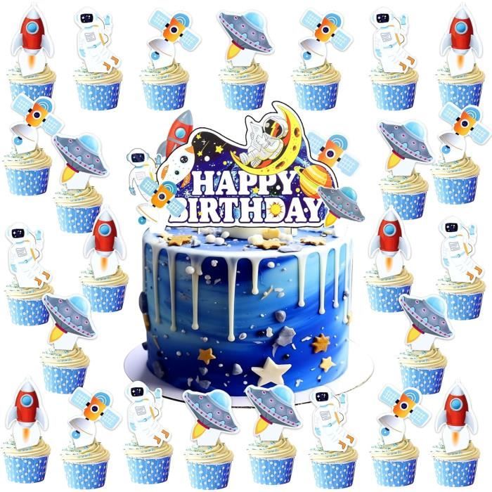 30 Pièces De Plug-ins De Gâteau Spatial, Décoration De Gâteau De Vaisseau Spatial, Ensemble De Décoration De Gâteau De Fusée, Adapté Aux Fêtes D' Anniversaire, Fêtes De Fin D'année
