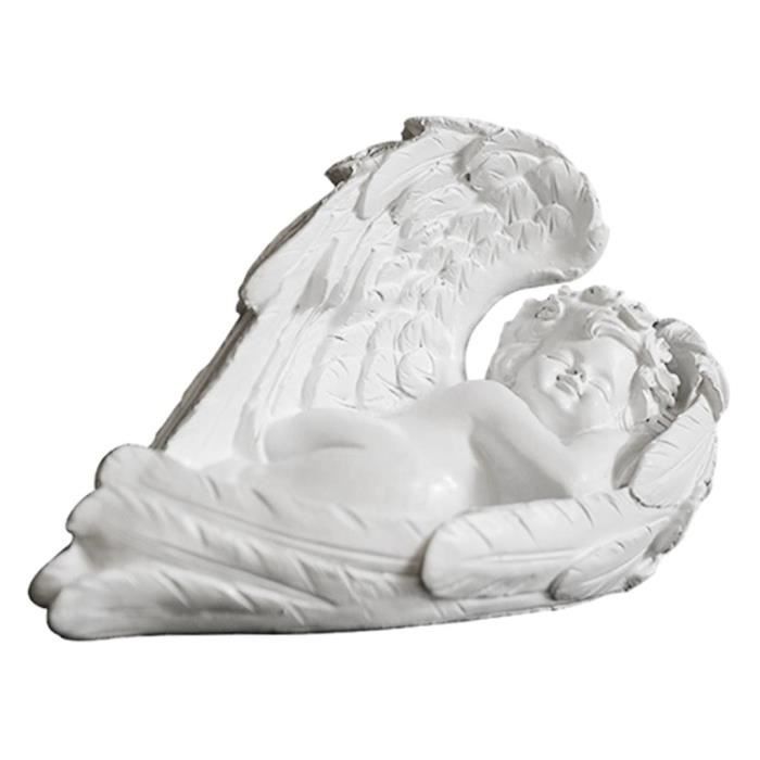 Statue D'ange En Résine Blanche Avec Ailes - Décoration De Maison Et Jardin, 18x10x8 Cm