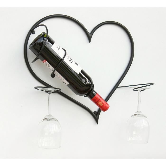 dandibo tableau mural etagere a vin cœur porte bouteilles en metal 38 cm porte bouteille cdiscount maison