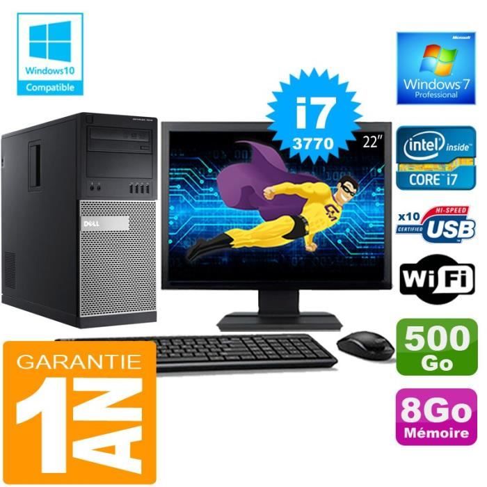 PC Tour DELL 7010 Core i7 3770 8Go RAM 500Go HDD Windows 7 Pro Ecran - vue 1