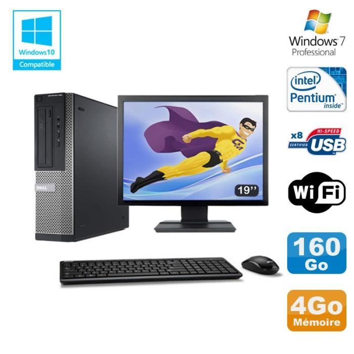 Lot PC DELL Optiplex 390 DT G630 2.7Ghz 4Go 160Go Graveur WIFI W7 Pro + Ecran 19 - Dell