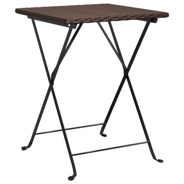 table de bistrot pliante marron 55x54x71 cm résine tressée dioche7642650513870