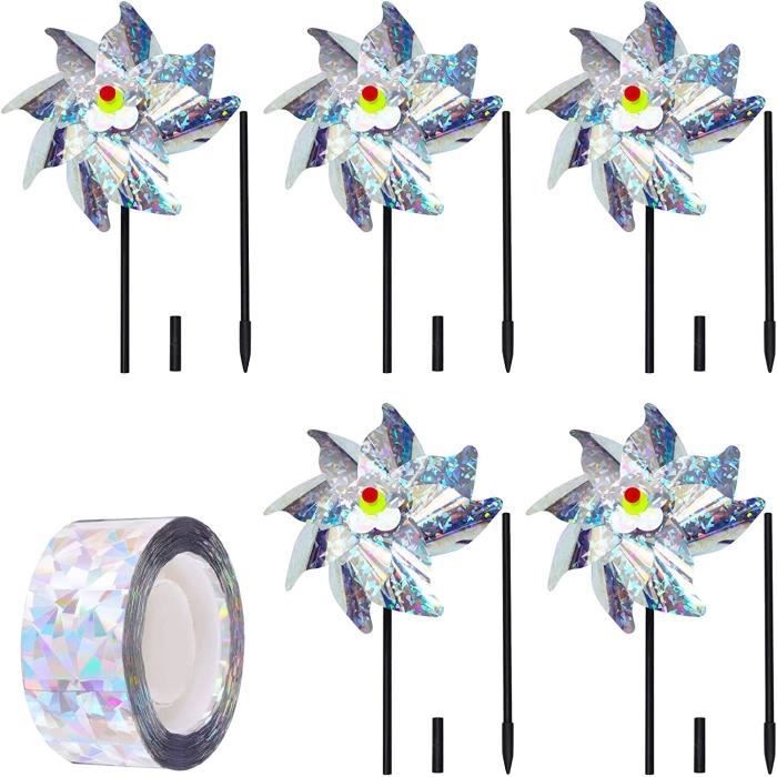 4 Pcs Réfléchissant Anti-Oiseau Moulinet Anti-Oiseau Moulin à Vent