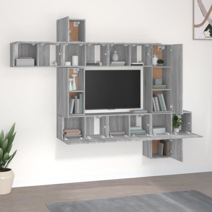 Drfeify Ensemble De Meubles TV 7 Pcs Sonoma Gris Bois D'ingénierie
