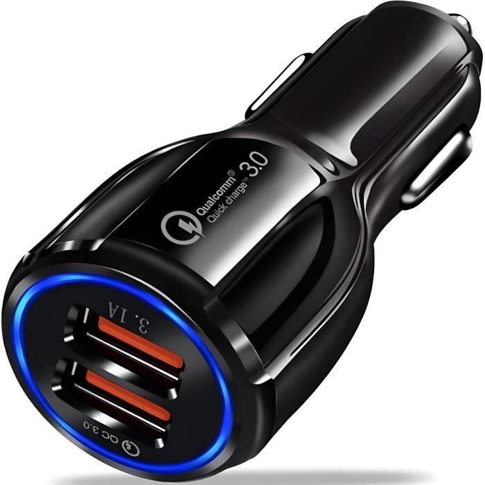 Chargeur Allume-cigare Double USB 24W/4.8A – Pour Voiture, Charge Rapide 2 Appareils – Technologie Smart IC, Compatible IPhone, Android