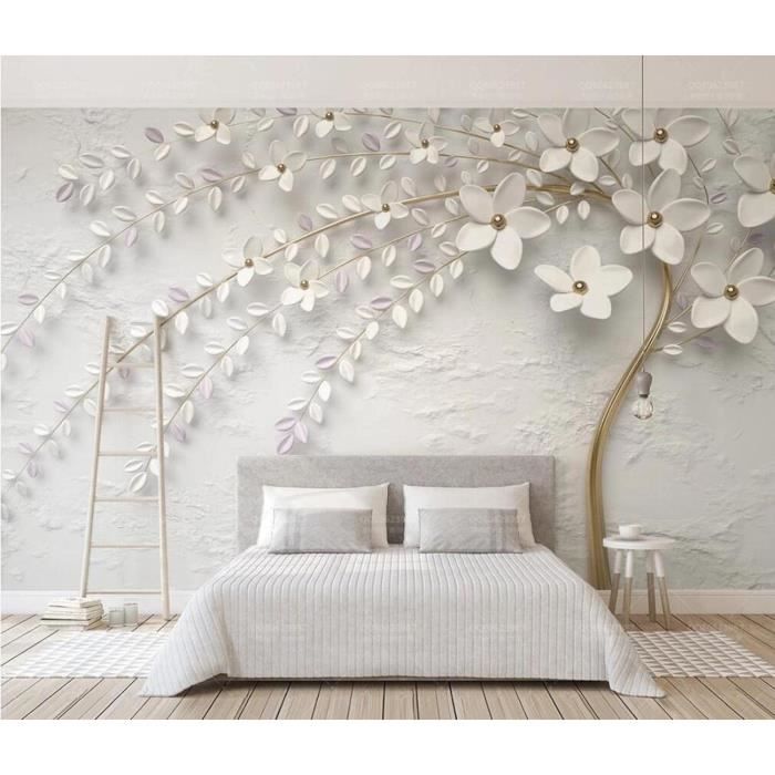 Papier Peint Photo 3D Fleur Blanche – 7351NA, Mural, Famille, Allemagne Fay, Sans Marque
