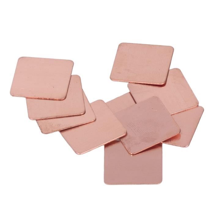 Dissipateur Thermique Cuivre 20x20mm - Lot 10 Pièces Pad Thermique GPU CPU 0.3 à 1.5mm