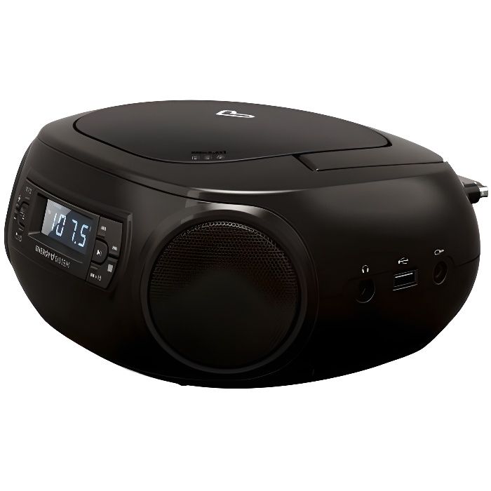 Energy Sistem Boombox 3 - Lecteur CD/MP3, Bluetooth, USB, Radio FM - Noir