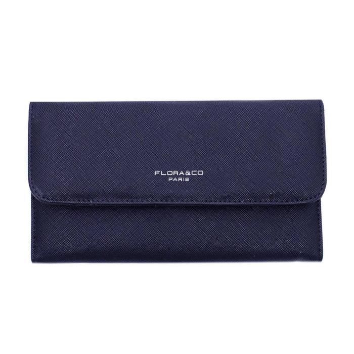 Portefeuille Femme Inès Delaure Compagnon Tout-en-un - Bleu Simili Cuir - Neuf