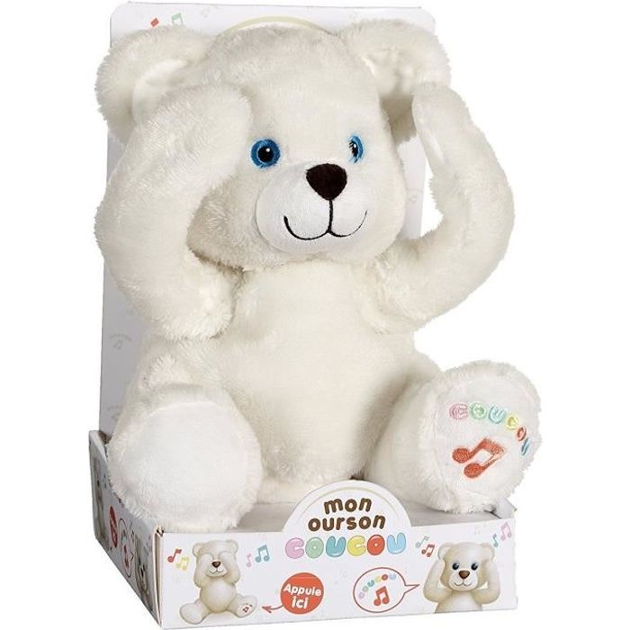 Peluche Coucou et Comptine Oscar le Chat, jouet cache-cache enfant