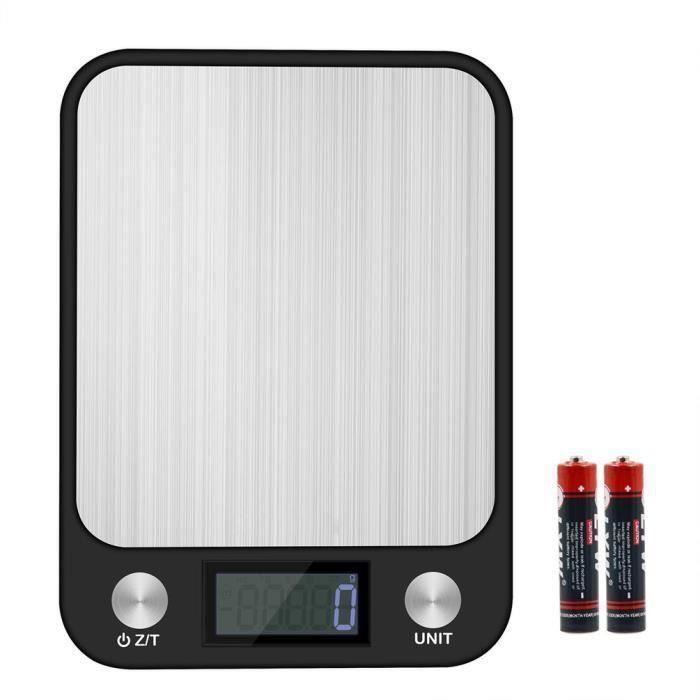 Balance de cuisine numérique lavable IP67 - Étanche - 5 kg - Rechargeable par USB - 0,1 g - Précision onces et grammes pour la perte de poids - Cuisson et cuisine - Acier inoxydable