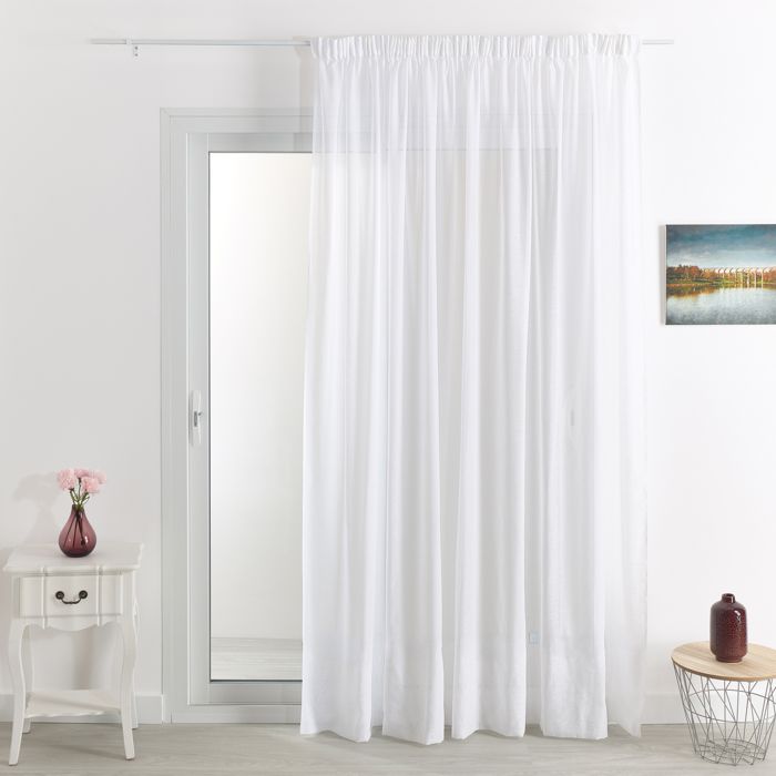 Voilage plombé à galon fronceur Blanc 300x240 cm