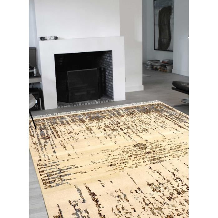 Tapis Salon Moderne 190x280 Cm Gris - Polypropylène Tissé, Poils Ras, Résistant, Pour Salle à Manger Ou Salon - 11
