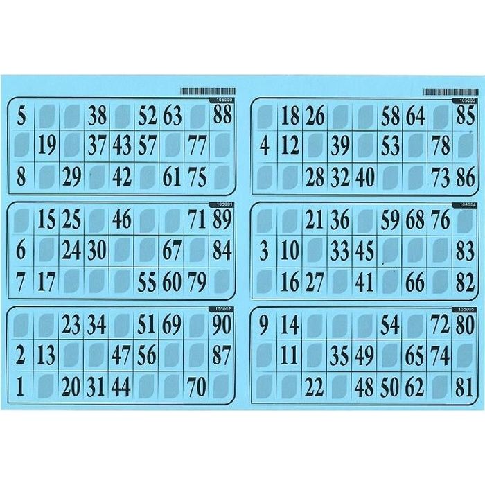 Planche de 6 grilles de loto 29x20cm carton epais Plaque 90 numeros Coloris  vert menthe Set materiel jeu bingo et carte - Cdiscount Jeux - Jouets