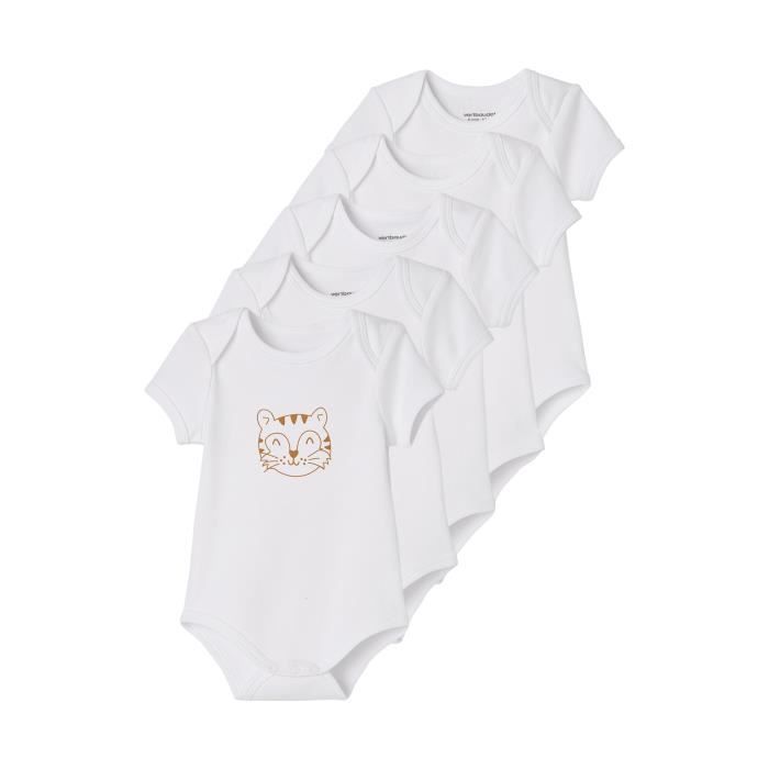VERTBAUDET Lot de 5 bodies animaux b b naissance ouverture US