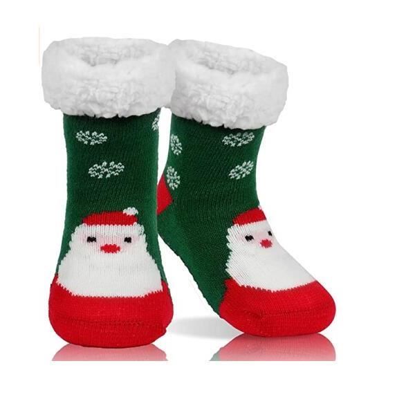 BLURBE Enfants Chaussettes Slipper-Chaussette Pantoufle Garçons Filles,Chaussettes de Noël à Maison Épais Chauds avec Doublure en Polaire Hiver Douce 1-8 Ans 