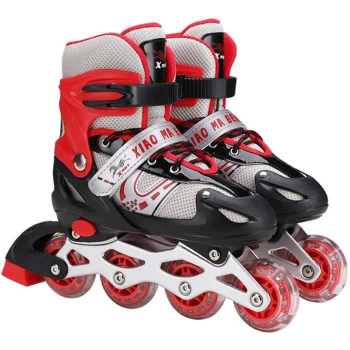 Rollers En Ligne Enfant Ajustables Taille 35-38 – Roulements ABEC-7, Cadre Alu, 4 Roues PU Flash, Sécurité Triple